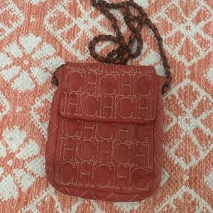 Carolina Herrera Red Crossbody Bag with Quilted Design